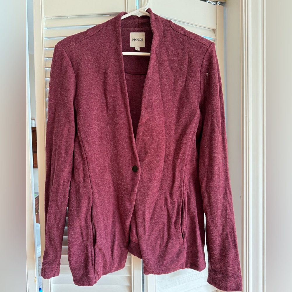 Nic & Zoe deep pink knit jacket size M